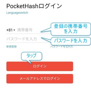 Pocket Hash　ログイン